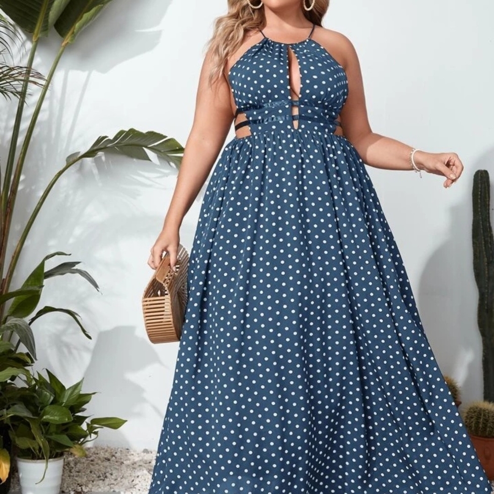 Polka Dot Halter Maxi Dress